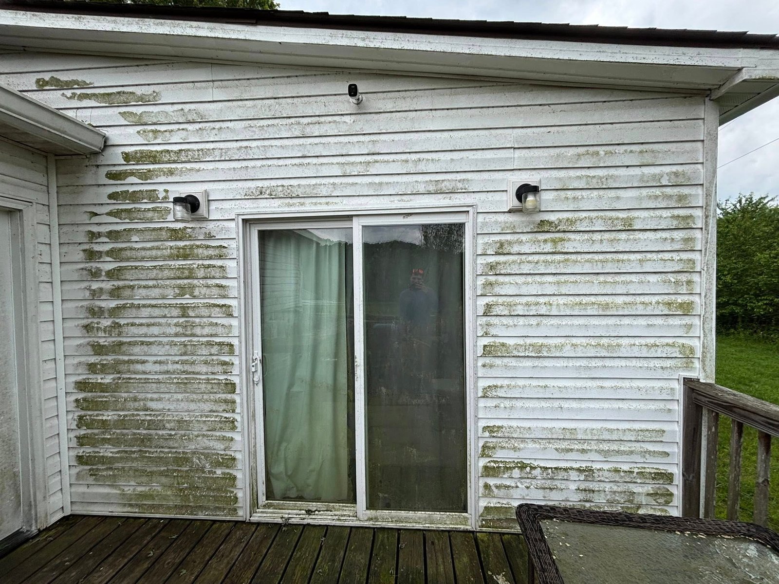 Dirty siding before soft washing